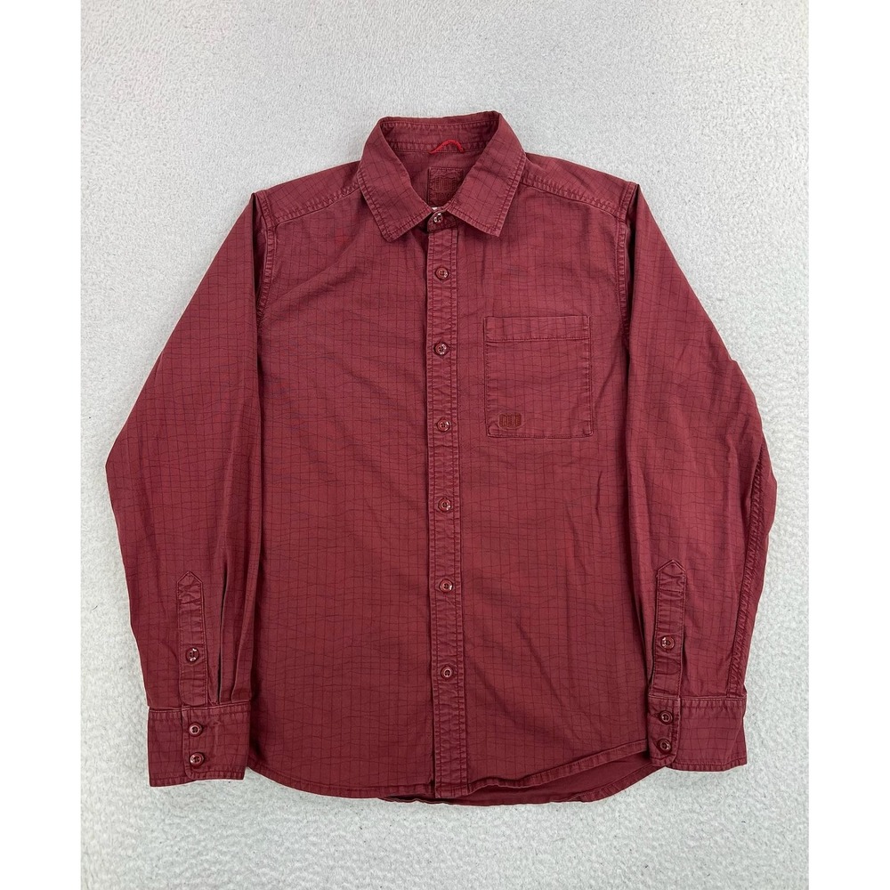 Topo Designs Shirt Mens Medium Red Check Button Up Long Sleeve Casual Woven